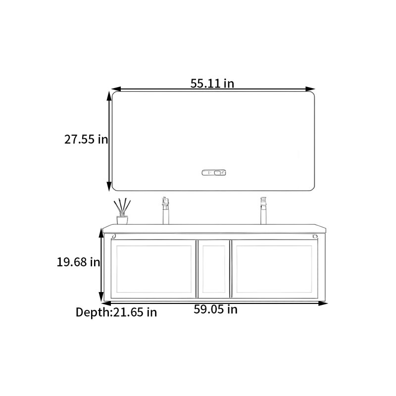 Moravian, 19.68'' H x 59.05'' W x 21.65'' D