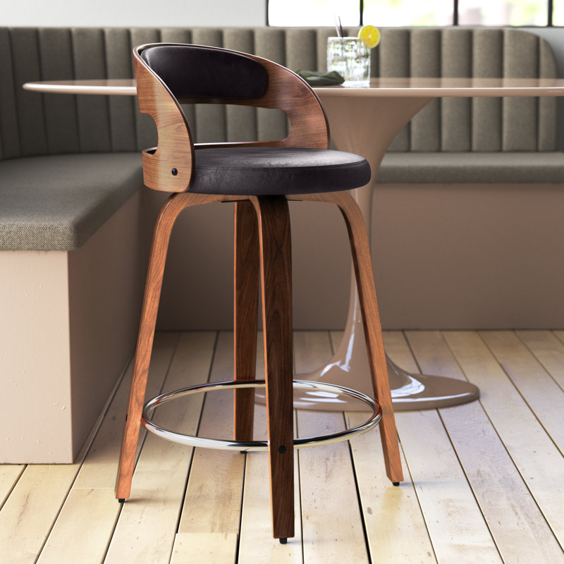 Vanhoy Swivel Counter Height Stool, Black Faux Leather