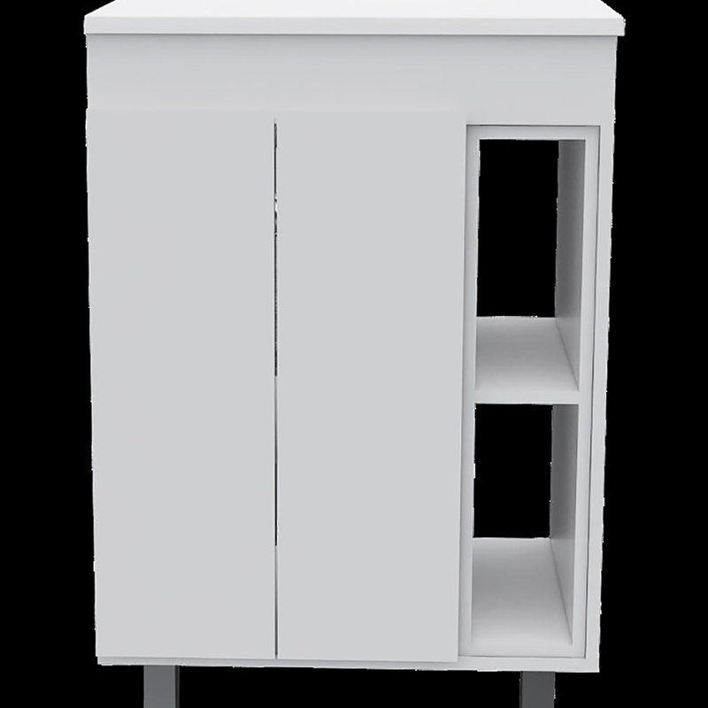 Armoire de salle de bain blanche 2 - Rangement spacieux, poignées de qualité, rehausse l'apparence des pieds, esthétique
