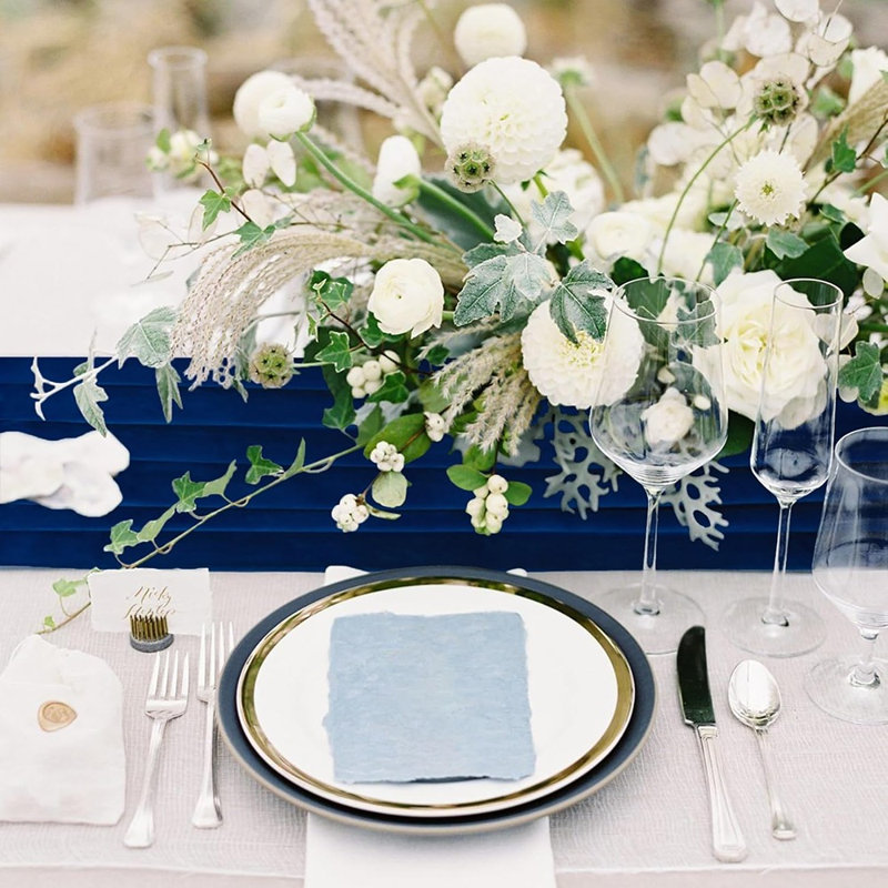Table Runner - Navy Blue - Velvet, Soft Table Linen, Rectangle, Wedding Reception/Christmas/Dinner Table/Banquet/Prom