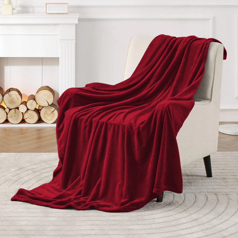 Ultra-Soft Mink Fleece Blanket - Plush, Lightweight & Warm - Cozy All-Season Throw For Bed & Sofa, Burgundy, 200cm x 150cm