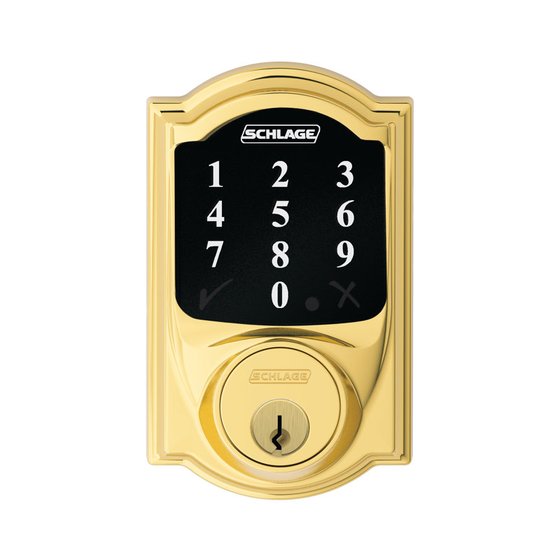 Single Cylinder Keyless Electronic Deadbolt, Bright Brass