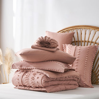 Ensemble d'édredon 7 pièces, ensemble d'édredon et de draps touffeté dans un sac, ensemble de literie complet en microfibre douce toutes saisons
