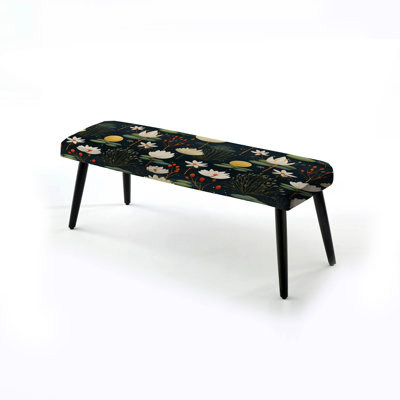 Blanc Zen Floral Lotus Harmony - Banc rembourré floral noir