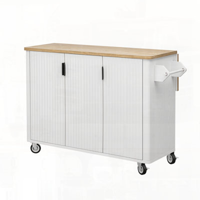 51" Fluted Kitchen Island With Drop Leaf by Ophelia & Co.