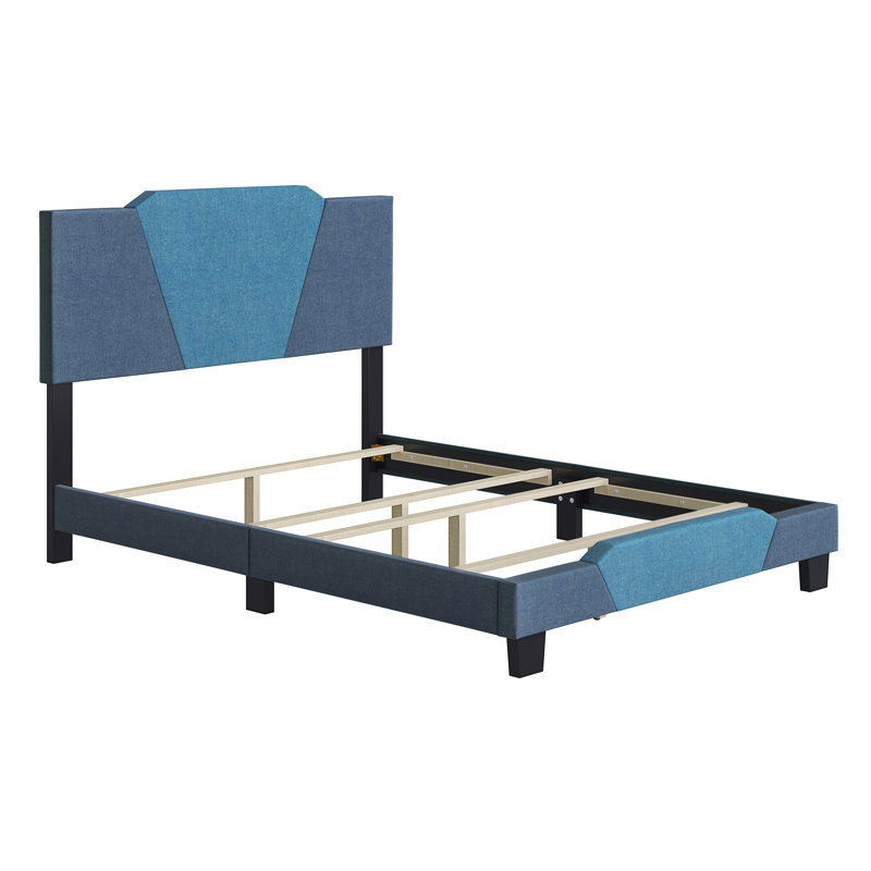 Tuscany Full-Size Linen Upholstered Bed with Diamond-Shaped Headboard