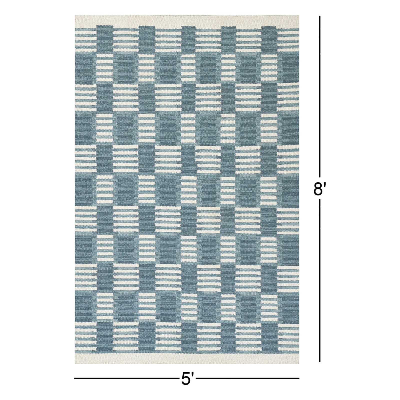 Freya Geometric Hand Woven Wool Rug, Rectangle 5' x 8'