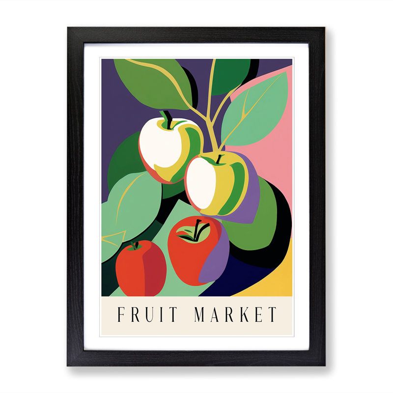 Apple Fruit Market Exhibition Vol.8 - Single Picture Frame Print on Wood, 64cm H x 46cm W x 2cm D