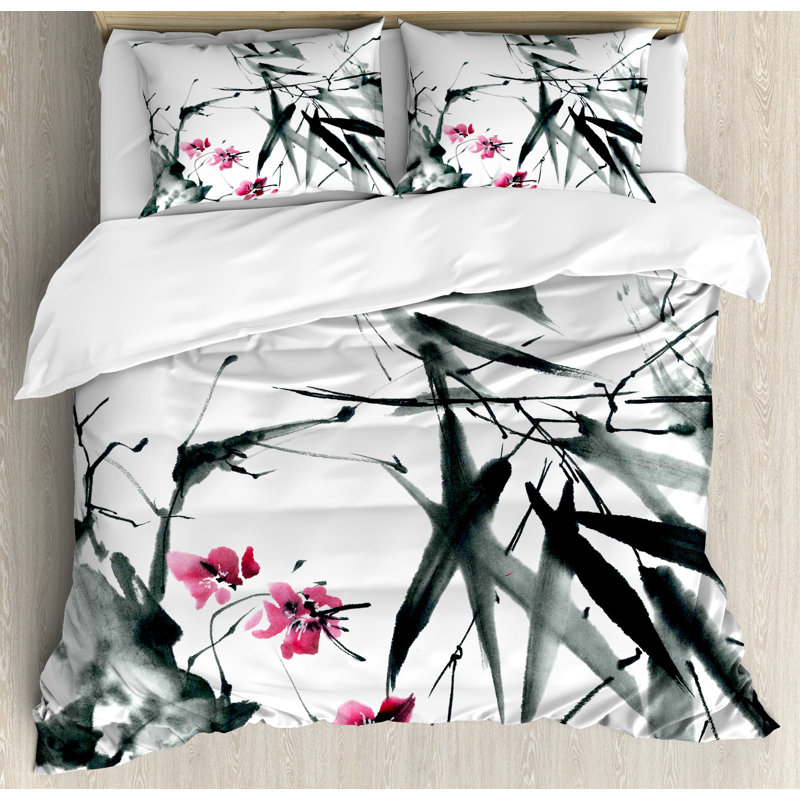 Traditional Polyester Floral Duvet Cover, Queen