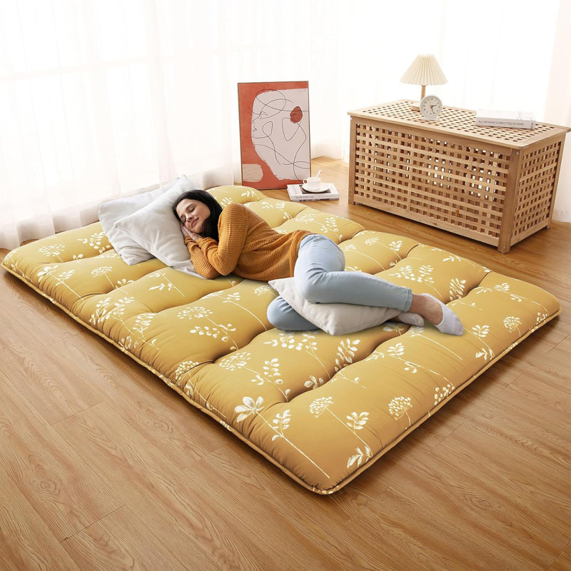 Matelas de futon pour matelas de style japonais, Double, Jaune