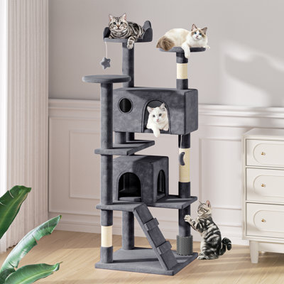 Lizzie Cat Tree Multi Level Play Tower Condo Cat Sisal Scratching Posts with Perches and Ramp