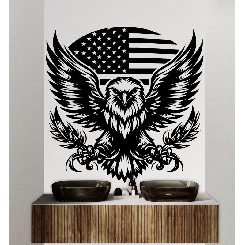 Adhésif décoratif aigle drapeau américain, décor d'aigle, enfants, art mural, aigle, animaux amoureux des aigles, décorations murales pour salle de bain, vinyle 055DE