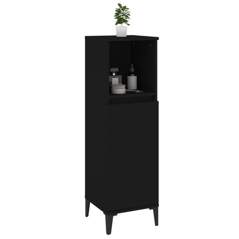 vidaXL Bathroom Cabinet Engineered wood, solid eucalyptus wood, Black