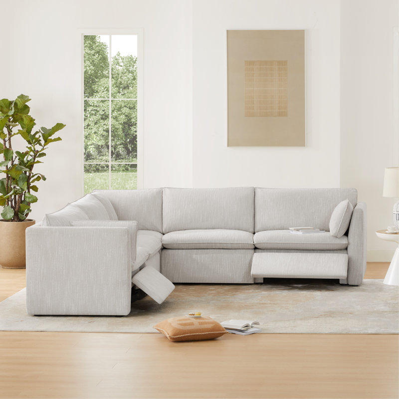 Greylan Modular Power Sectional, 35" H x 107" W x 107" D, Light Gray