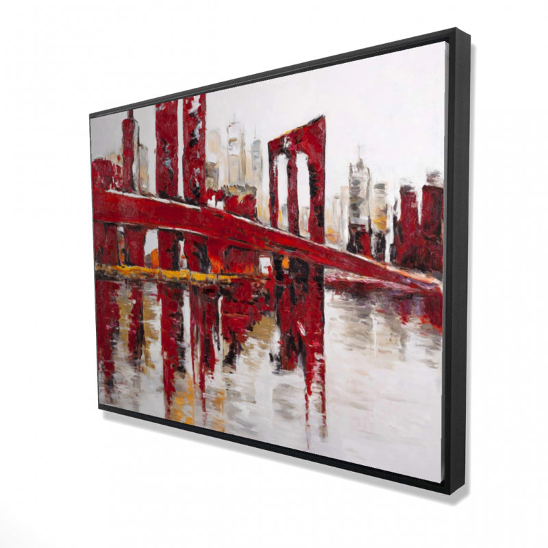 Abstract And Industrial Red Bridge Print On Canvas, H 36 po x l 48 po