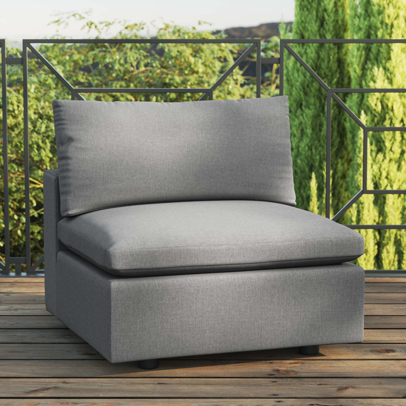 Modway Commix Sunbrella Outdoor Patio Armless Chair, Polyester Charcoal