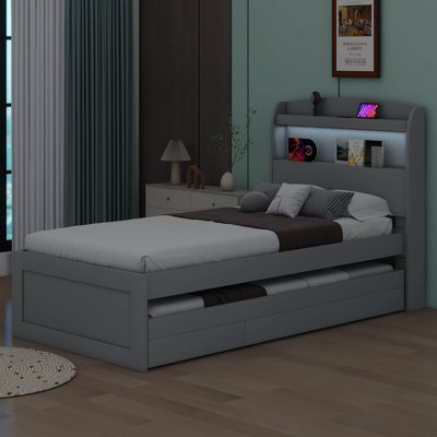 Dawndee Platform Bed with Storage LED Headboard, Charging Station by Red Barrel Studio