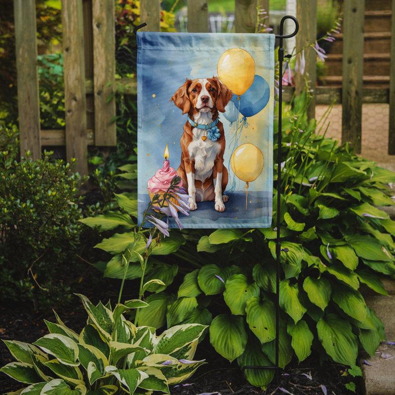 Drapeau de jardin «Happy Birthday», Épagneul Brittany