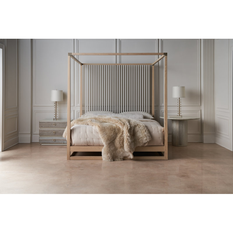 Pinstripe Solid Wood Canopy Bed, King