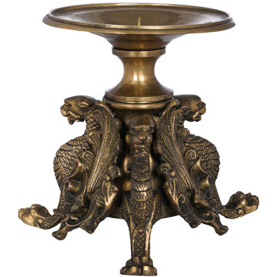 7" Handmade Brass Cheetah Candle Holder – Antique Gold Safari Sculpture & Pillar Stand