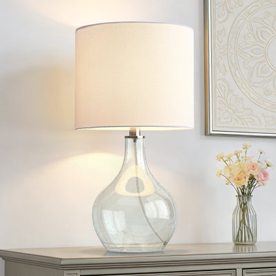  Lampe de table moderne en verre transparent 22,38 po pour le salon et la chambre à coucher
