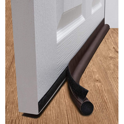 One Sided Door Draft Excluder | Self-Adhesive Tape Draught Insulator Strip Foam Seal | Under Door Draft Stopper 90Cm Long | Fits Door Bottom Up To 36”, Closes Gaps To 1.3” | Noise Reduction