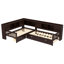 Lit plateforme en L simple avec lit gigogne, lit plateforme avec tiroirs de rangement et tablettes, pas de sommier nécessaire-1069927620