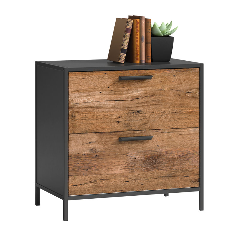 Classeur latéral brun, design moderne pour l'organisation de bureau, deux tiroirs spacieux, matériau principal en bois d'ingénierie, compact et élégant, facile à assembler avec instructions