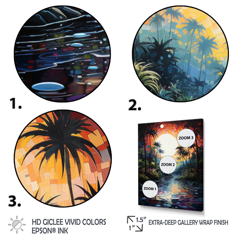 «Yadhira Palm Trees At The Beach I», reproduction sur toile, Cadre noir, H 20 po x l 12 po x P 1 po