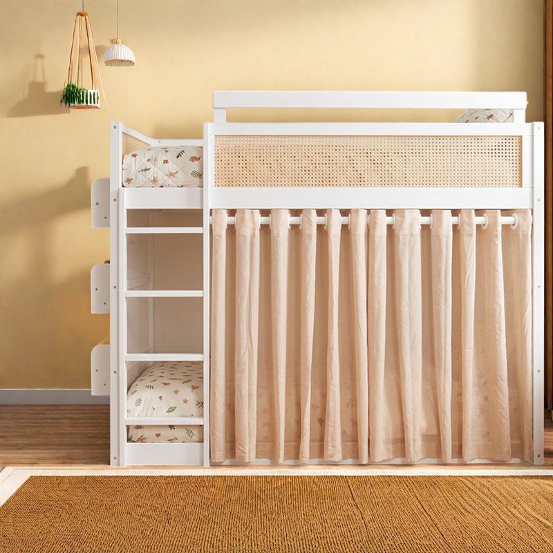 Lits simples superposés avec rangement, panneau de rangement en bois aggloméré moderne, Blanc