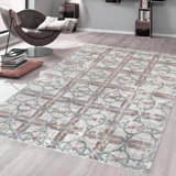 Gemstone Geometric Hand-Knotted Silk/Wool Ivory Area Rug