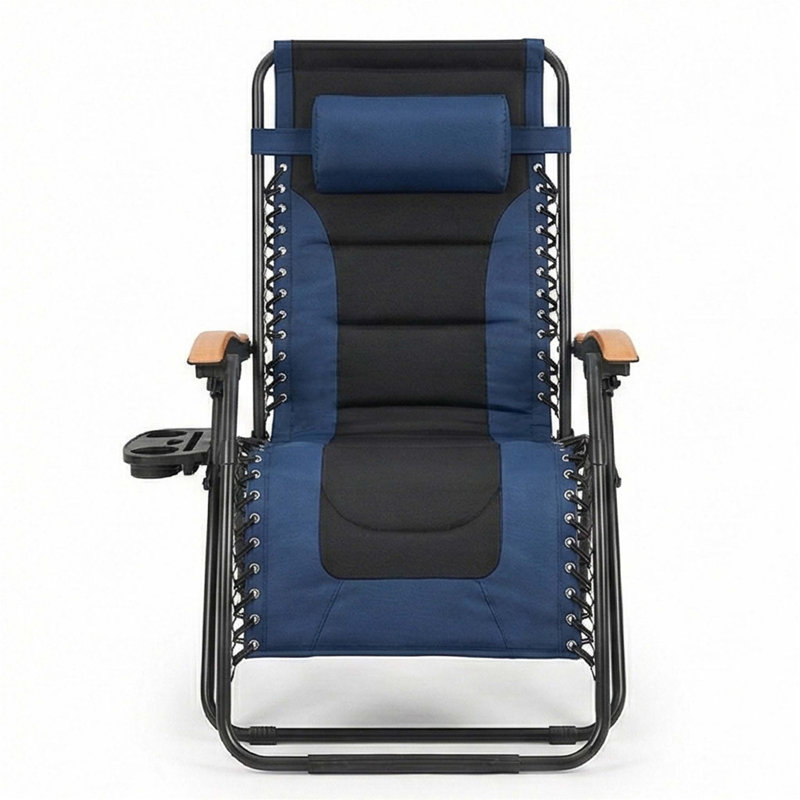 Reclining Zero Gravity Chair with Cushion, Black/Blue