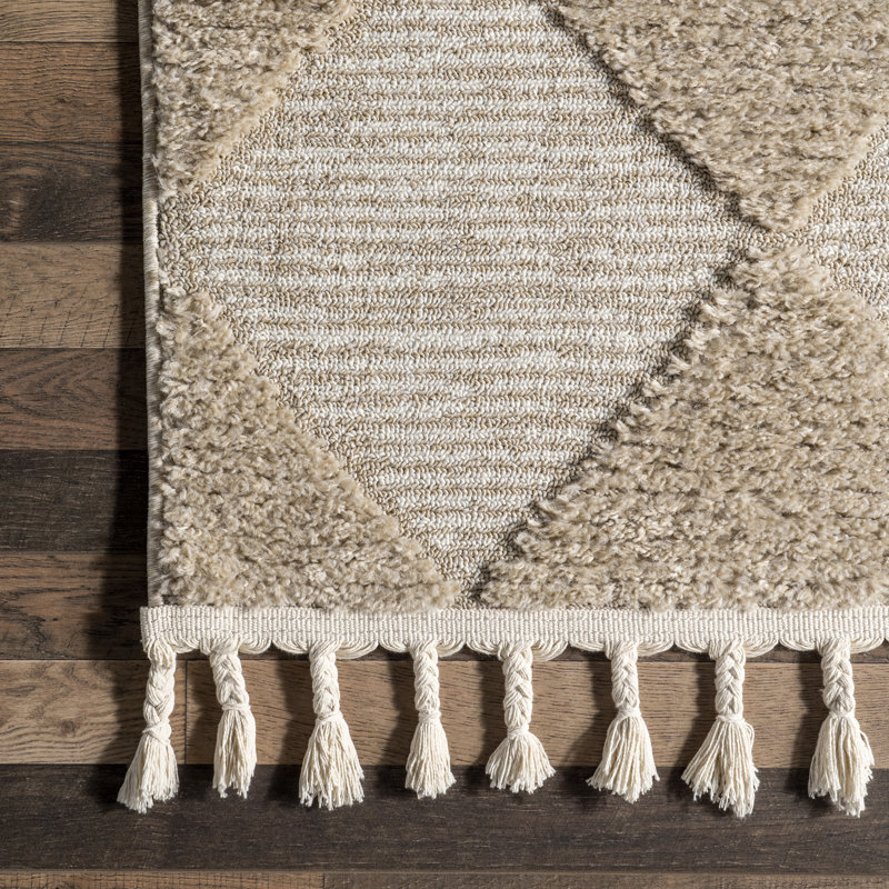 Tapis à pampille à losanges haut / bas, Rectangle 9 pi x 12 pi