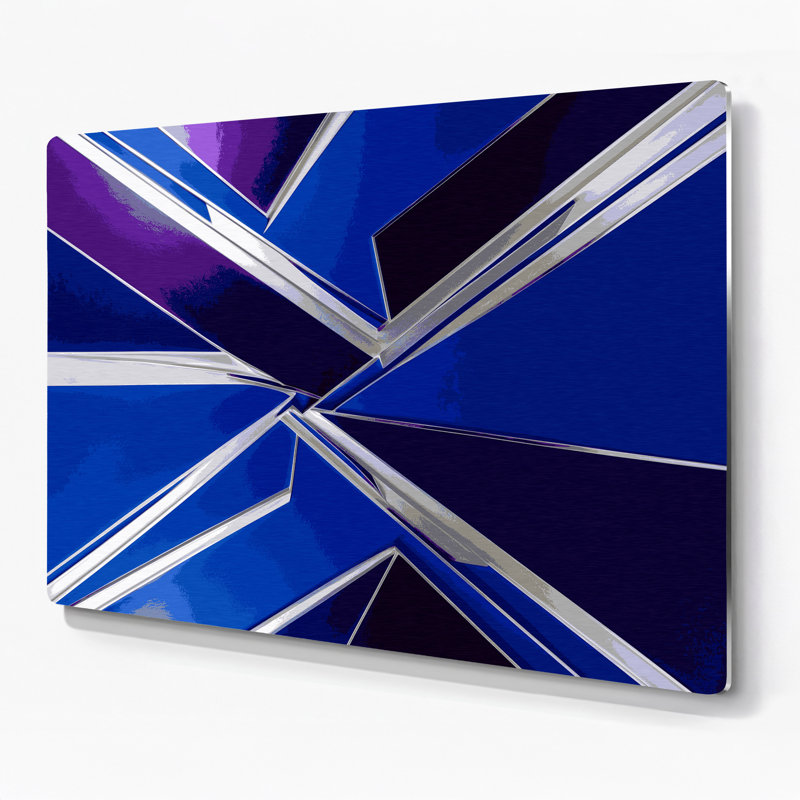 Hard Edge 39, art mural en métal bleu, H 20 po x l 30 po