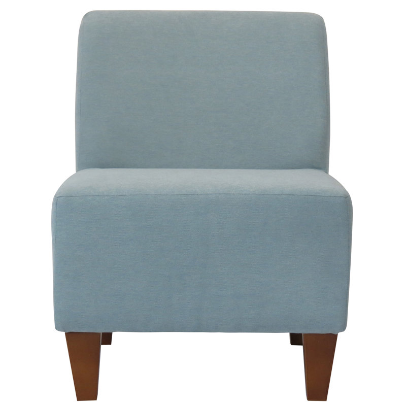 Wadhurst Upholstered Slipper Chair, Toulan Ice Blue Twill, Brown