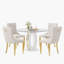 Ensemble de table de salle à manger haute brillance ronde avec 4 chaises de salle à manger en velours-1212418342-1212418341