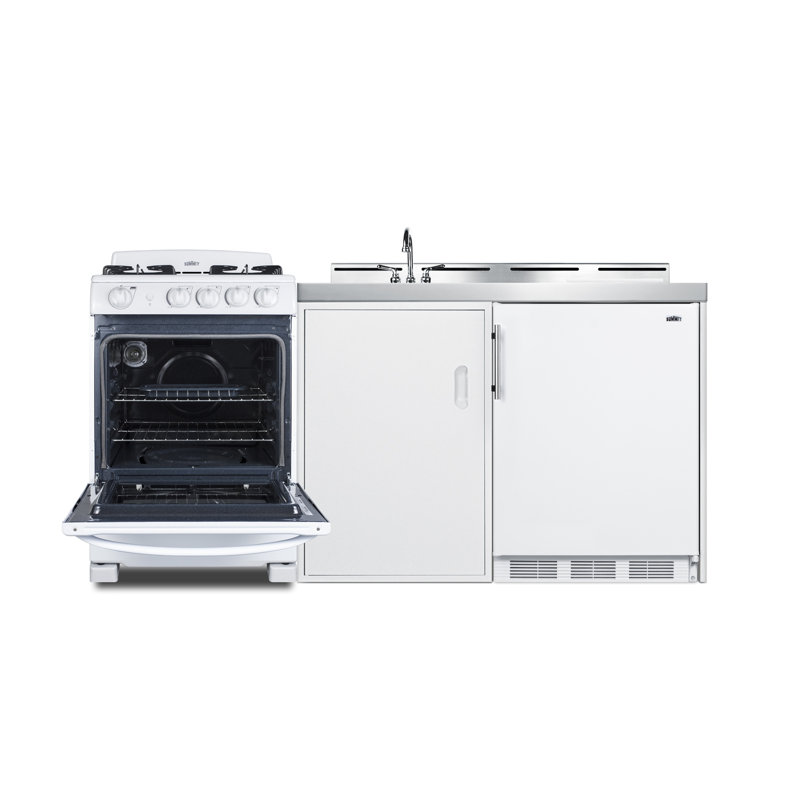 Summit 72" White All-in-One Kitchenette with Gas Range and Sink