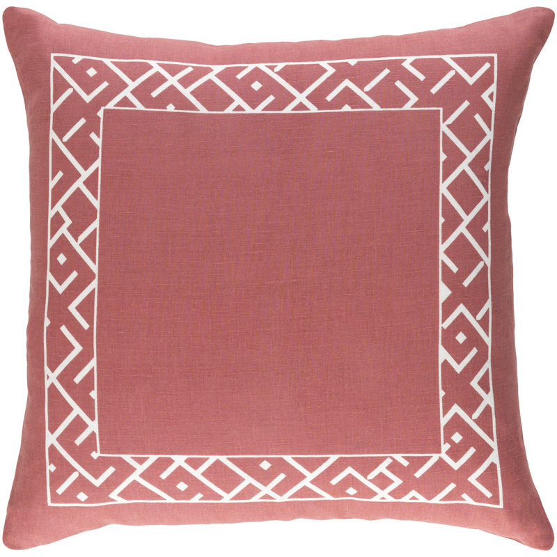 Ethiopia Rwanda Geometric Cotton Blend Throw Pillow, Terra Cotta/White, Down
