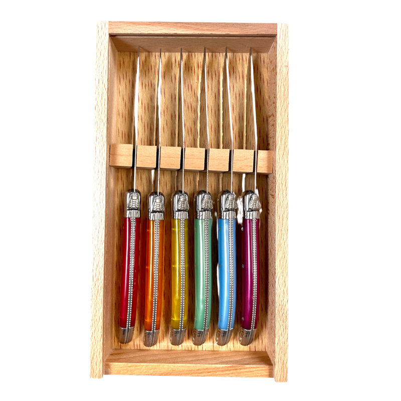 Laguiole 6 Piece Stainless Steel Steak Knife Set, Multi Colour