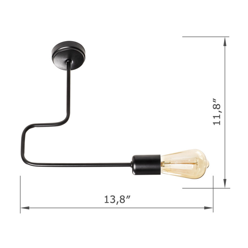 Plafonnier semi-encastré en métal, H 11,8 po x l 13,8 po x P 13,8 po