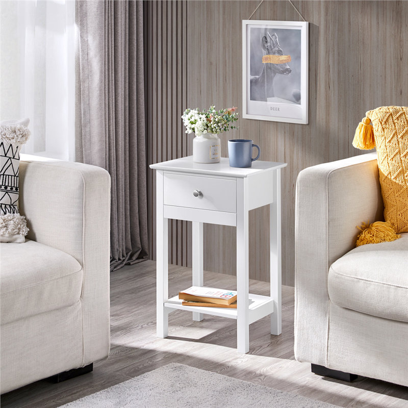  1 Drawer Bedside Table, White