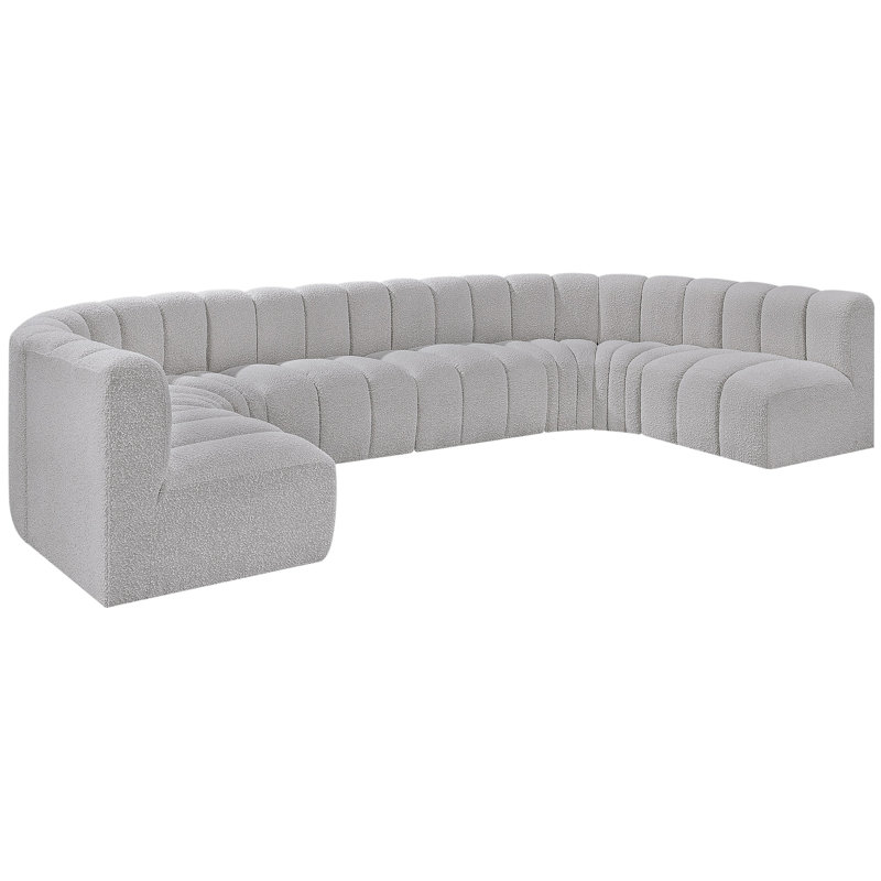 Canapé et méridienne rembourrés Kiriakos, Tissu gris bouclé