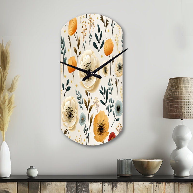 Horloge murale asymétrique blanche et jaune, Grand