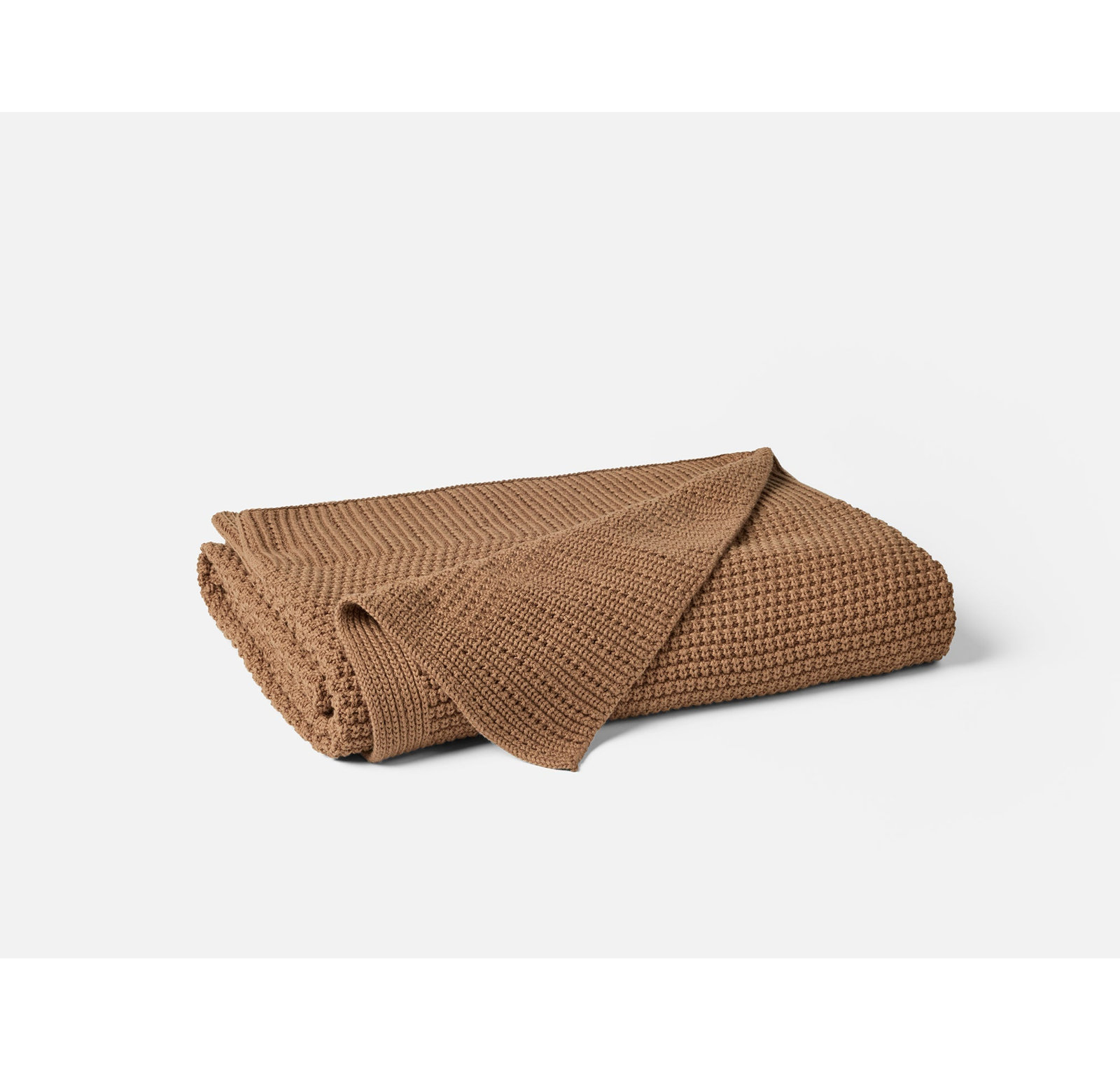 Avalon Cotton Knitted Throw Blanket, Almond