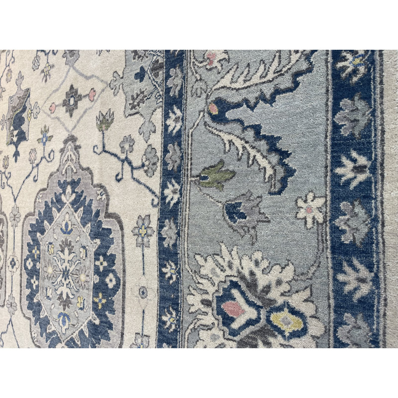 Oushak Oriental Area Rug in Blue/Ivory/Gray
