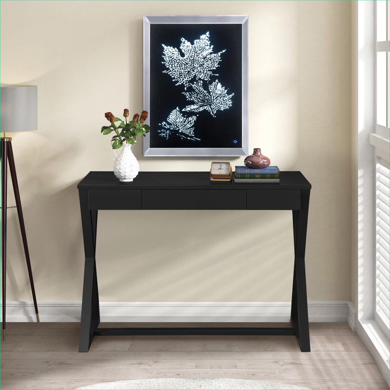 Console, contemporaine avec rangement de tiroir, finition gris anthracite | Bois synthétique