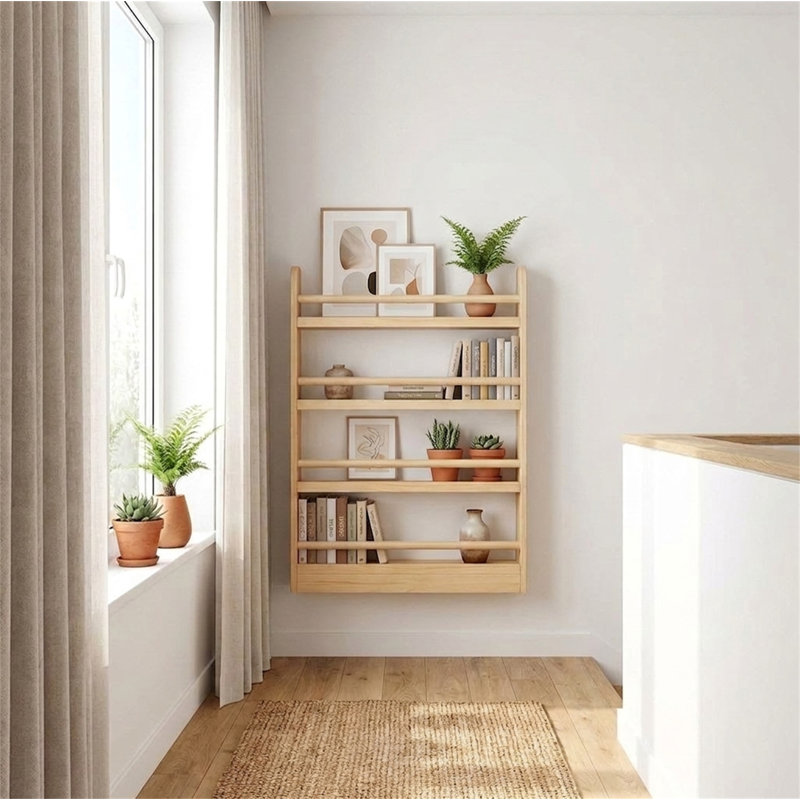 Bibliothèque en bois massif Ultra Narrow 6 niveaux, (4 Shelves) 46.85" H x 23.62" W x 3.94" D