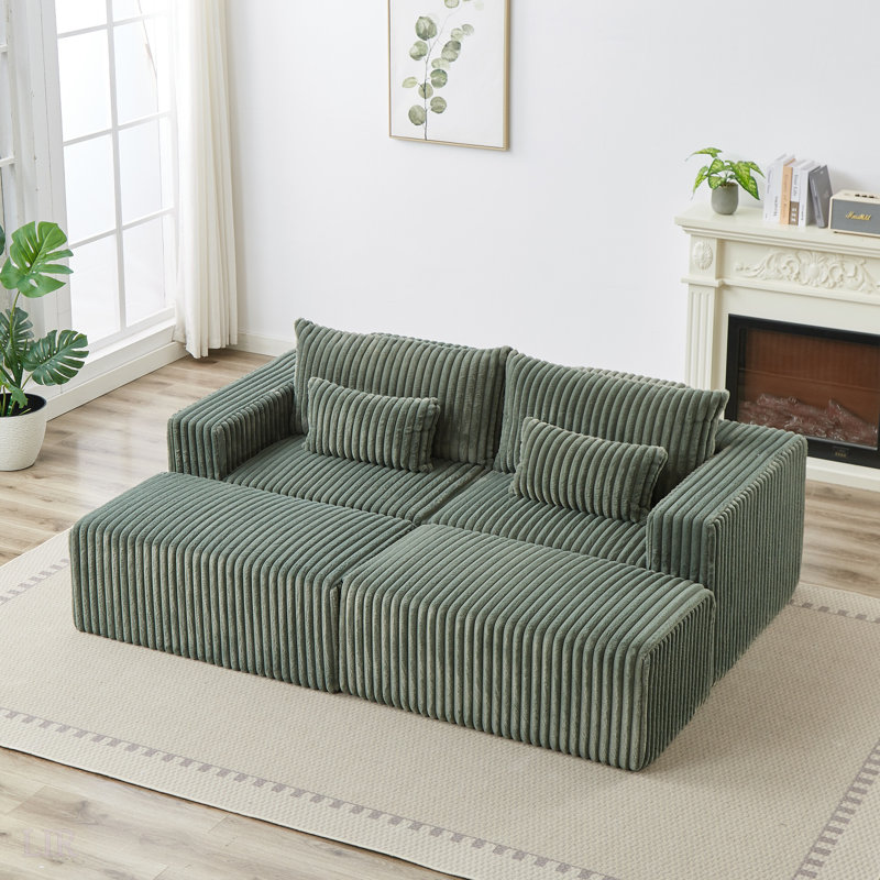 Méridienne surdimensionnée de 87 po, sans assemblage requis, causeuse en peluche avec deux repose-pieds amovibles, canapé-lit moderne moelleux pour l'intérieur, canapé modulaire