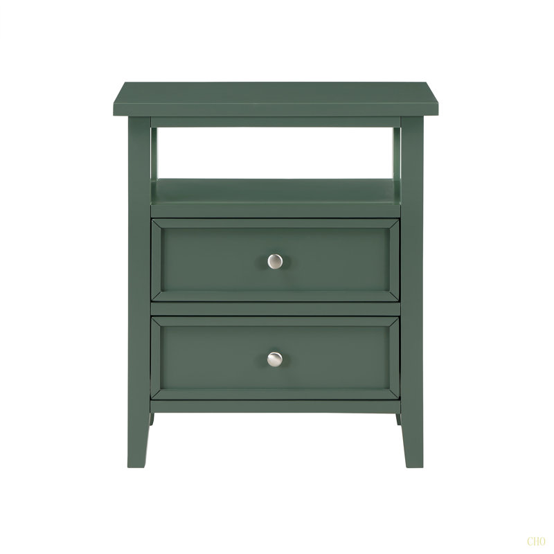 Table de chevet 2 tiroirs Weston, Vert antique