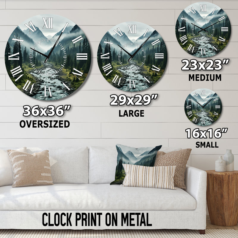 Horloge murale Canada Misty Mountains - Paysages, Médium